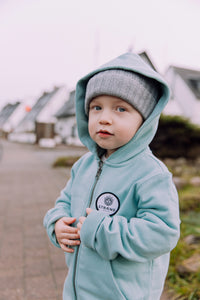 Kids Hoodie Zipper Jacke, Jade Green mit Aufnäher