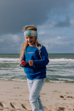 Lade dir das Bild in den Galerie-Viewer, Kids Sweater, Meeres blau mit Neon orangener Sonne
