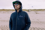 Lade dir das Bild in den Galerie-Viewer, Hoodie Zipper in Marine Blau mit Sonne im Magenta Verlauf
