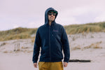 Lade dir das Bild in den Galerie-Viewer, Hoodie Zipper in Marine Blau mit Sonne im Magenta Verlauf
