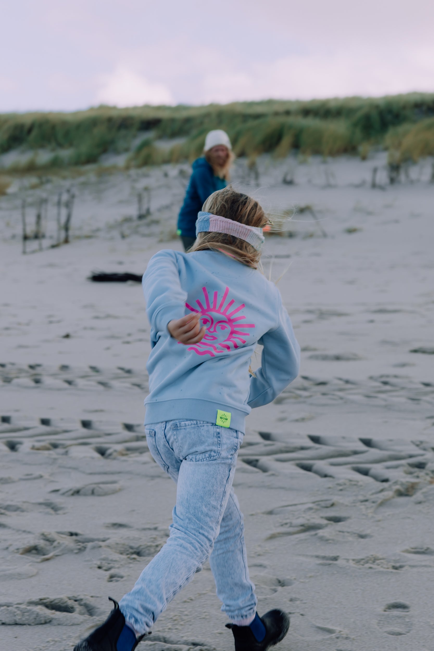 Kids Sweater, Aquamarine mit pinker Sonne
