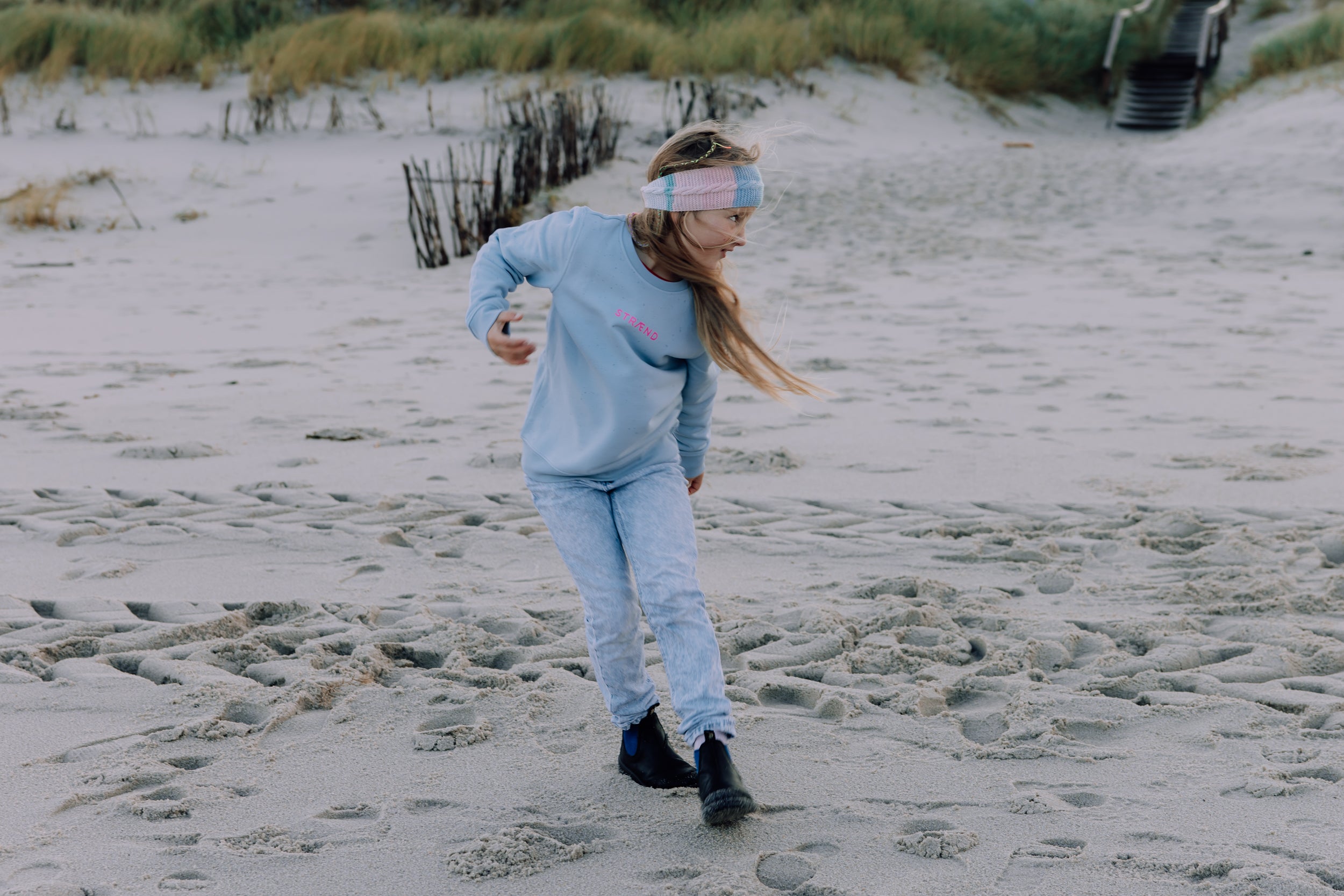 Kids Sweater, Aquamarine mit pinker Sonne
