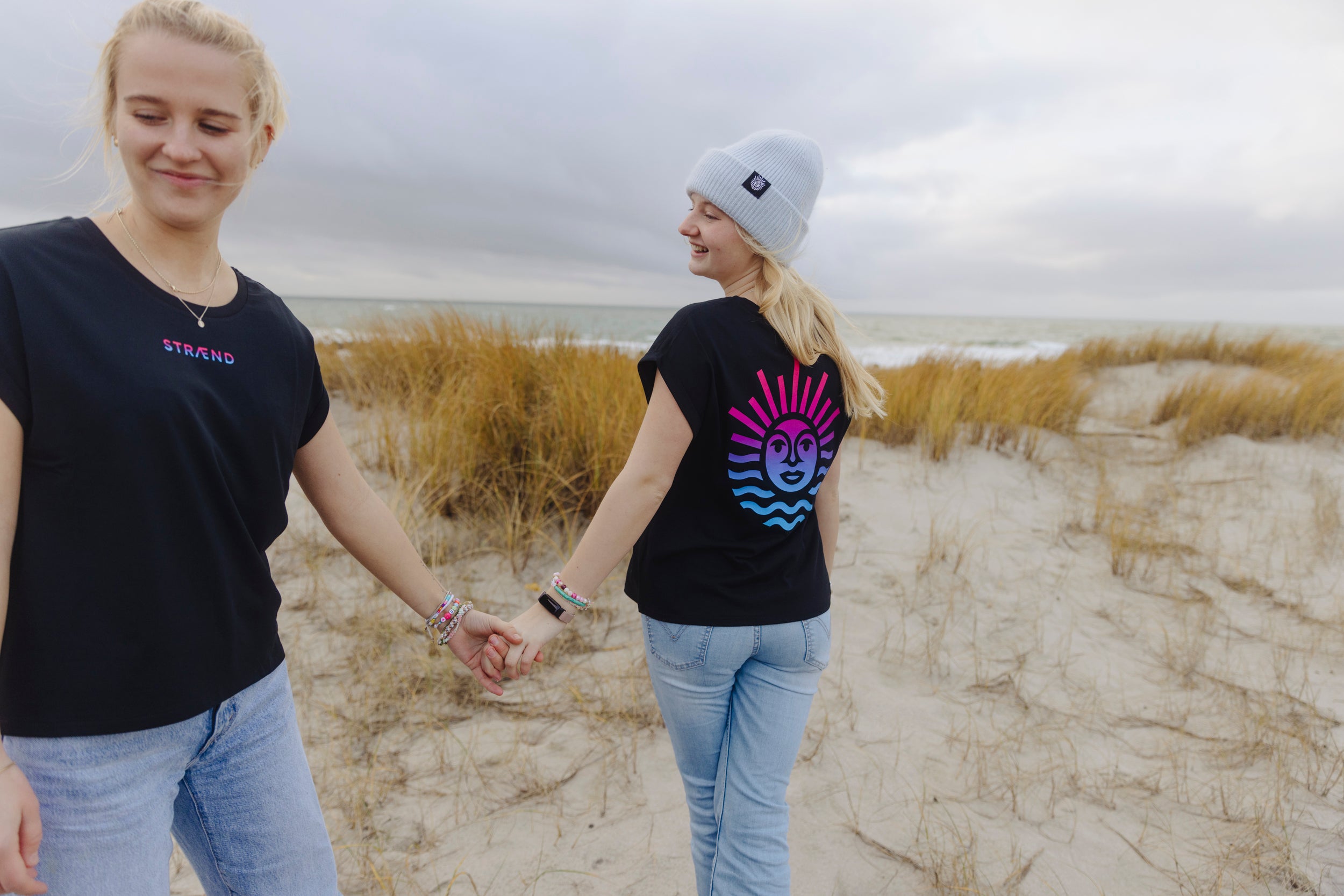 T-Shirt LADIES Oversize MAGENTA BLACK Sonne Back