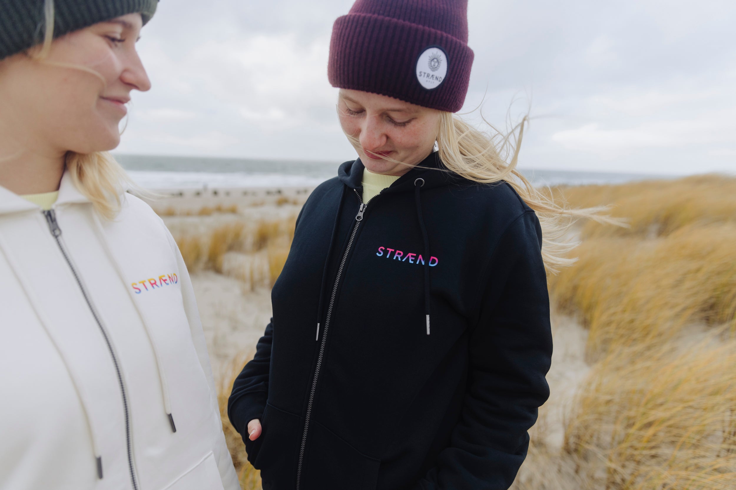 Hoodie Zipper UNISEX Oversize MAGENTA BLACK Sonne Back