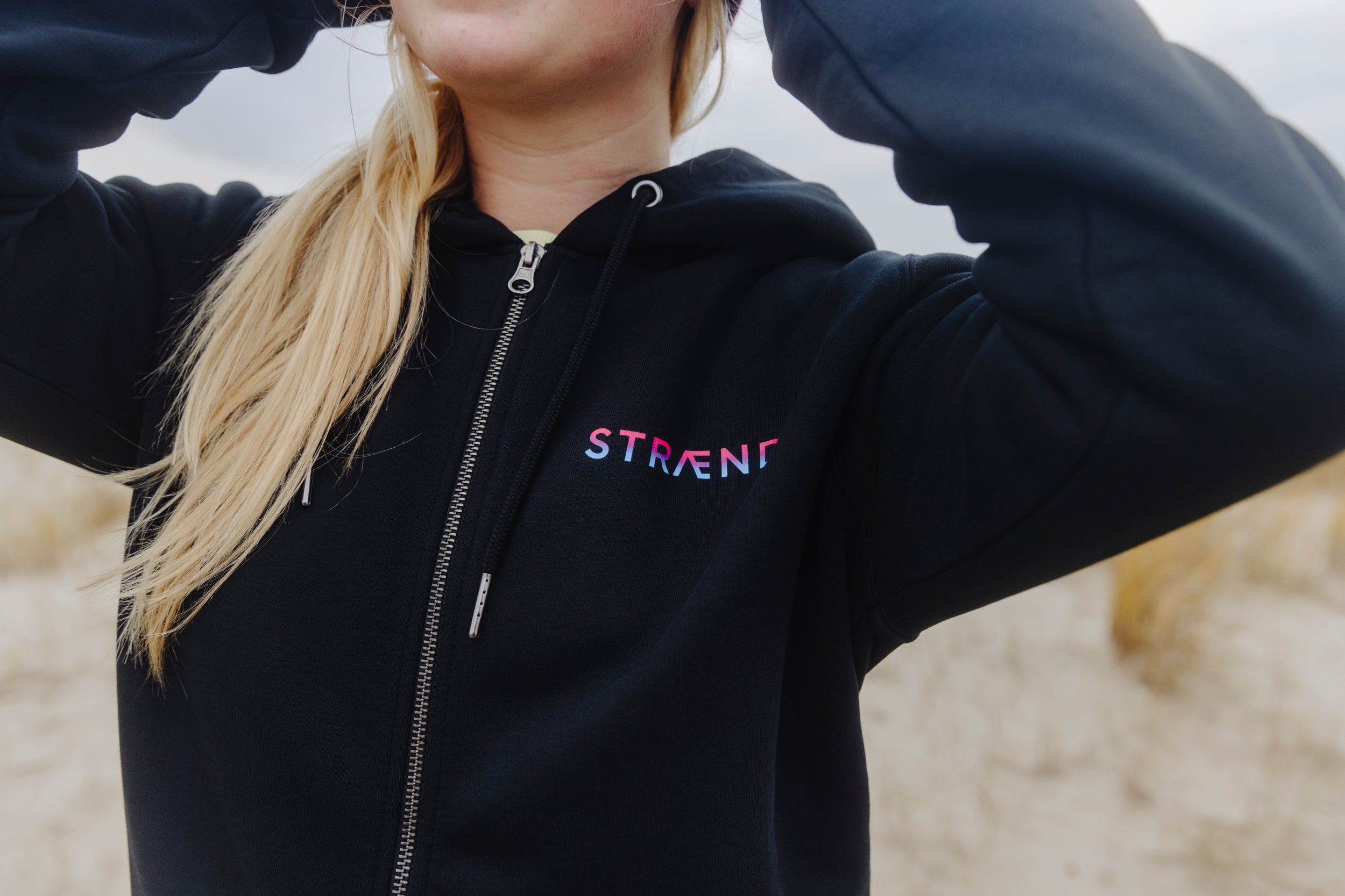 Hoodie Zipper UNISEX Oversize MAGENTA BLACK Sonne Back