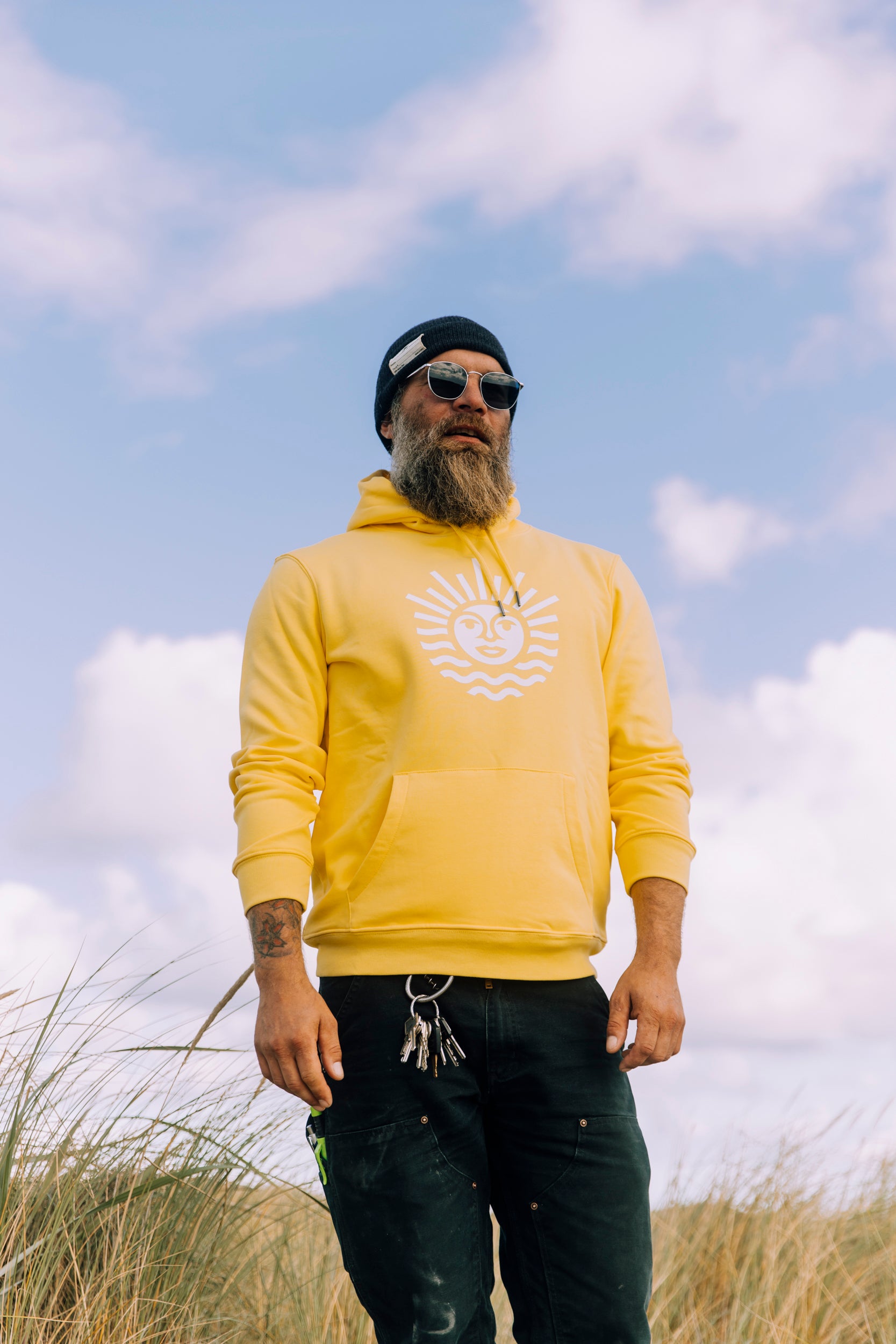 Hoodie UNISEX YELLOW Sonne Front