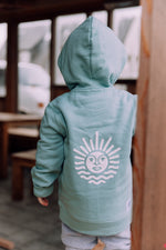 Lade dir das Bild in den Galerie-Viewer, Kids Hoodie Zipper Jacke, Jade Green mit Aufnäher

