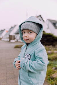 Kids Hoodie Zipper Jacke, Jade Green mit Aufnäher