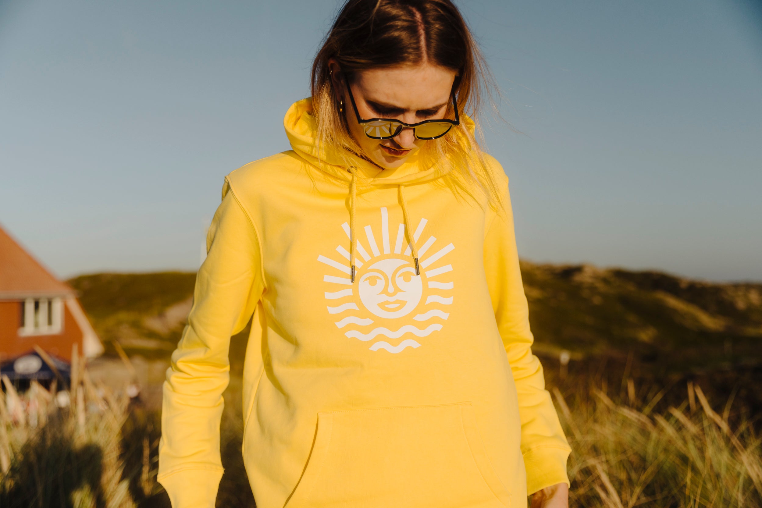 Hoodie Unisex pineapple mit weißer Sonne