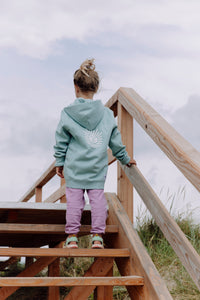 Kids Hoodie Zipper Jacke, Jade Green mit Aufnäher