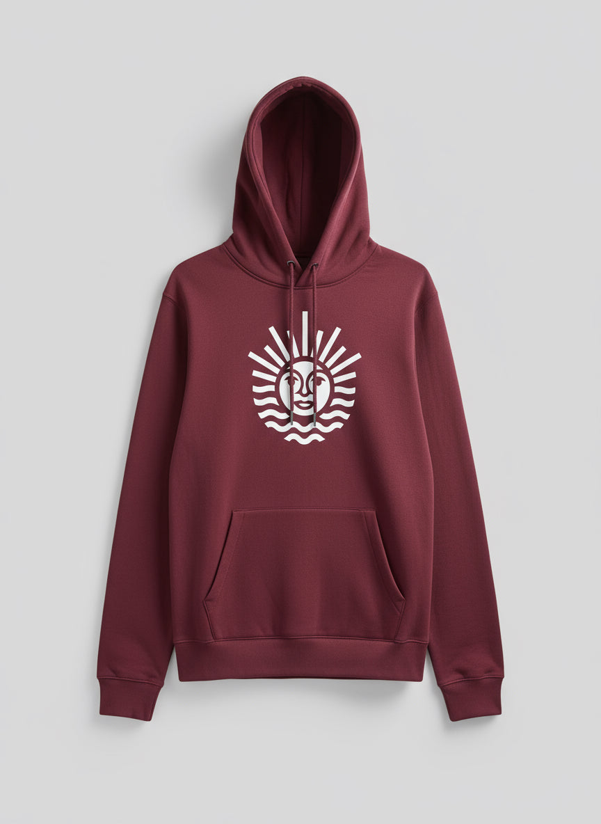 Hoodie in dunkel Rot mit weisser Sonne
