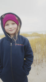 Laden und Abspielen von Videos im Galerie-Viewer, Kids Hoodie Zipper Jacke, Navy, Rainbow-Sonne
